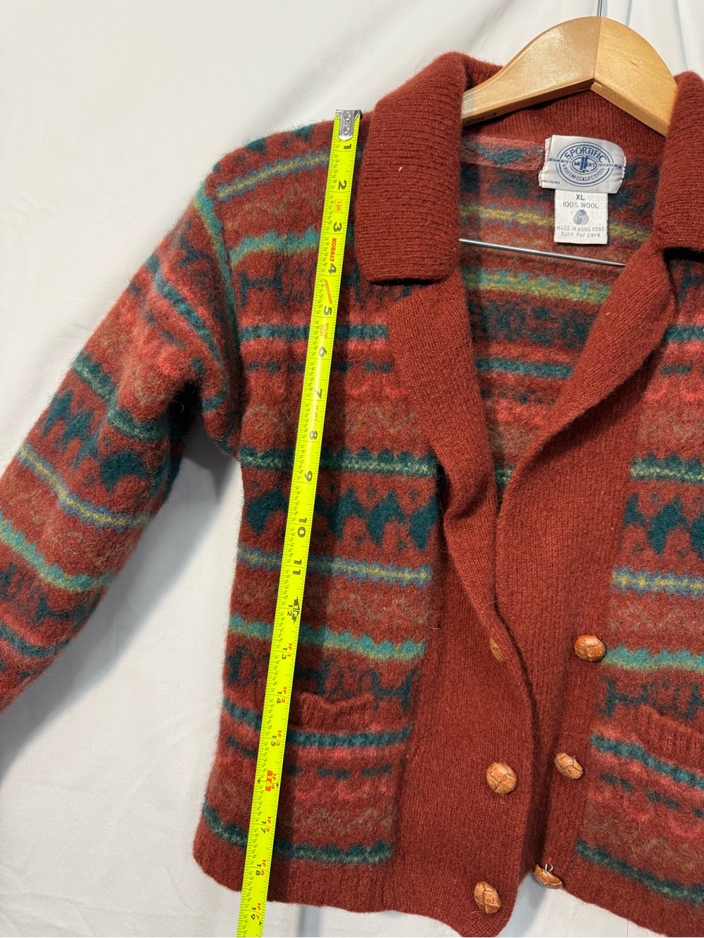 Rust Multi Wool Blend Button-Front Blazer Jacket - Picture 10 of 10
